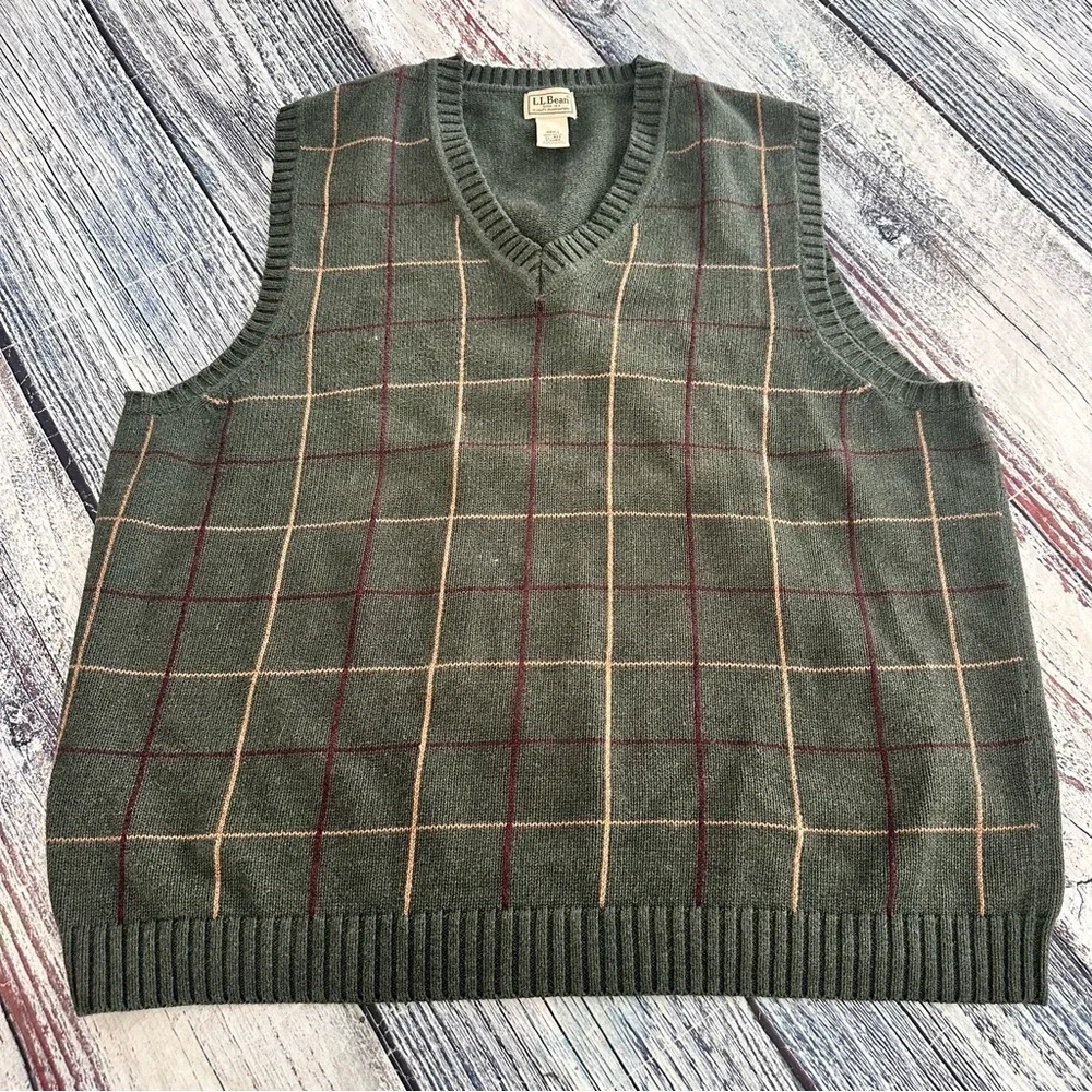 Vintage L.L. Bean Cotton Plaid Sweater Vest